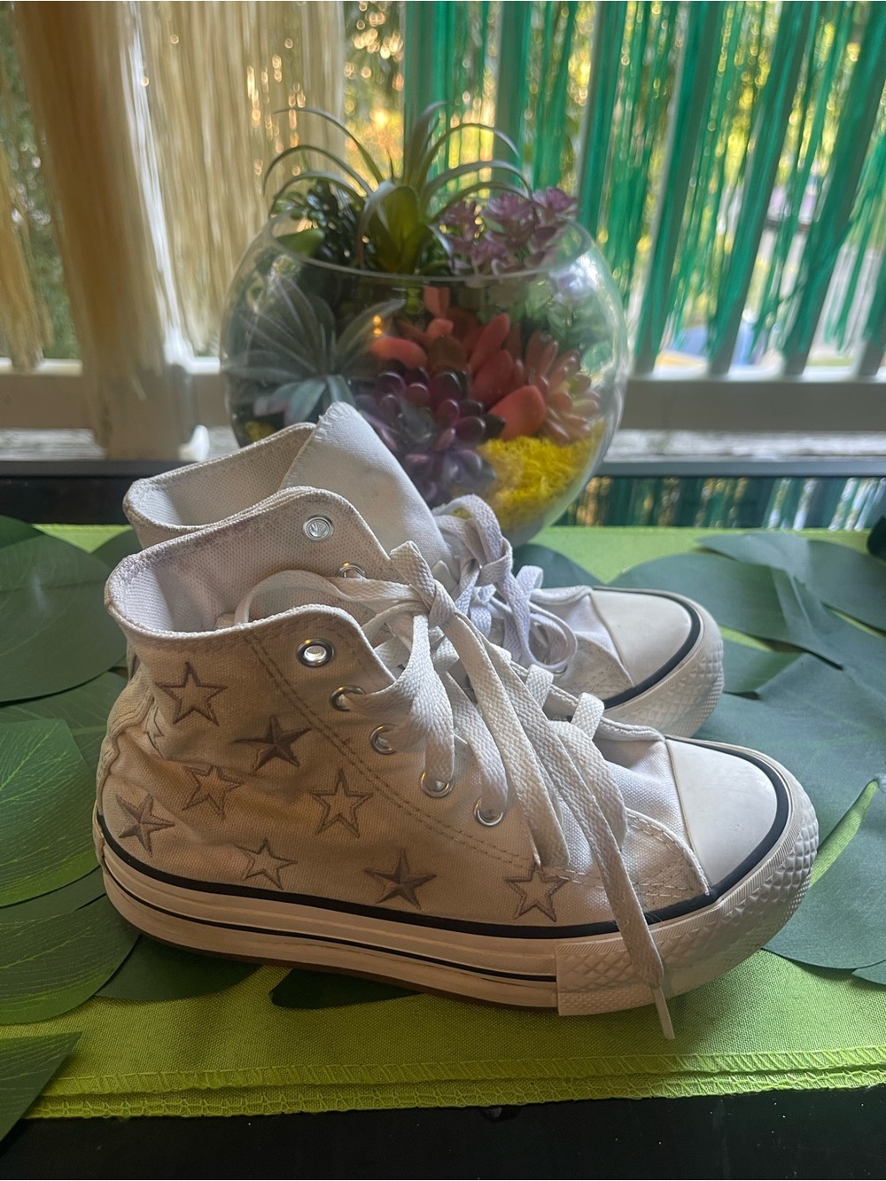 Converse White High-Top Sneakers with Star Detail